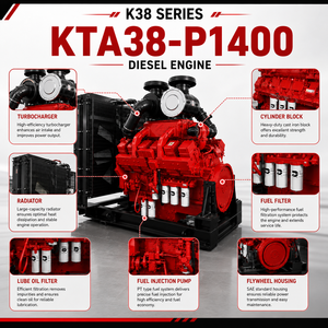 <span class=keywords><strong>Moteur</strong></span> diesel industriel KTA38-P1400, 37,7 L, 12 cylindres, 940 kW, 1800 tr/min, groupe électrogène pour pompe à eau, pour station de drainage d'urgence - Product Image 4