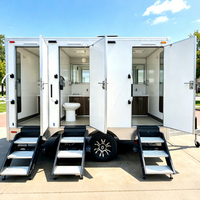 Remorque WC mobile de luxe VIP à 3 cabines, portable, pour extérieur et usage public, à vendre