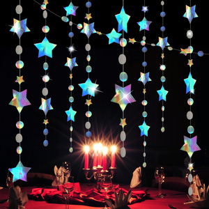 Ghirlanda Iridescente <span class=keywords><strong>con</strong></span> Stelle Scintillanti e Luna, Decorazioni Olografiche per Feste di Ritorno a Scuola - Product Image 3