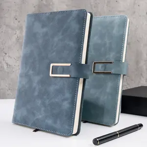 Business custom logo retro leather buckle minimalist meeting thickened hardcover A5 skin feel PU notebook