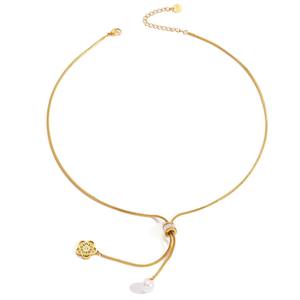 Hot Sale Fashion Design Pull verstellbare Liebes blume Quaste Anhänger Halskette Hochwertige nicht verblassende Edelstahl Halskette - Product Image 5