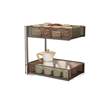 Étagère de rangement de cuisine Chu Jue 30x20x31cm, organiseur en métal à 2 niveaux pour comptoir, épices, ustensiles, huile, sel, sauce soja, vinaigre - Product Image 4