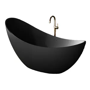 Bañera de piedra artificial para baño moderna personalizada, bañera independiente de piedra de resina blanca de superficie sólida