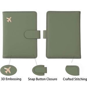 Porta Pasaportes y Tarjetas de Crédito Multifuncional de Cuero PU Impermeable con Bloqueo RFID y Estampado de Avión para Viajes - Product Image 4