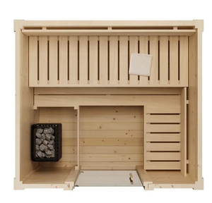 Sauna à vapeur modulaire en forme de cube pour 2 personnes, sauna à vapeur traditionnel extérieur pour jardin avec poêle en pierre pour <span class=keywords><strong>spa</strong></span> à domicile - Product Image 4