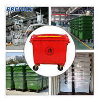 Grand bac à déchets mobile en plastique HDPE pour extérieur, 4 roues, avec couvercle/pédale
