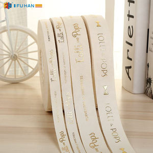 100% Cotton <strong>Ribbon</strong> Natural <strong>White</strong> and Bleach Orginal l Printed Logo for Gift Packaging Box - Product Image 1