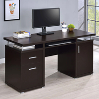 Escritorio Moderno Blanco para Computadora con 3 Cajones y Almacenamiento en Gabinete, Fácil Montaje (Bandeja para Teclado de Chapa de Madera Incluida)