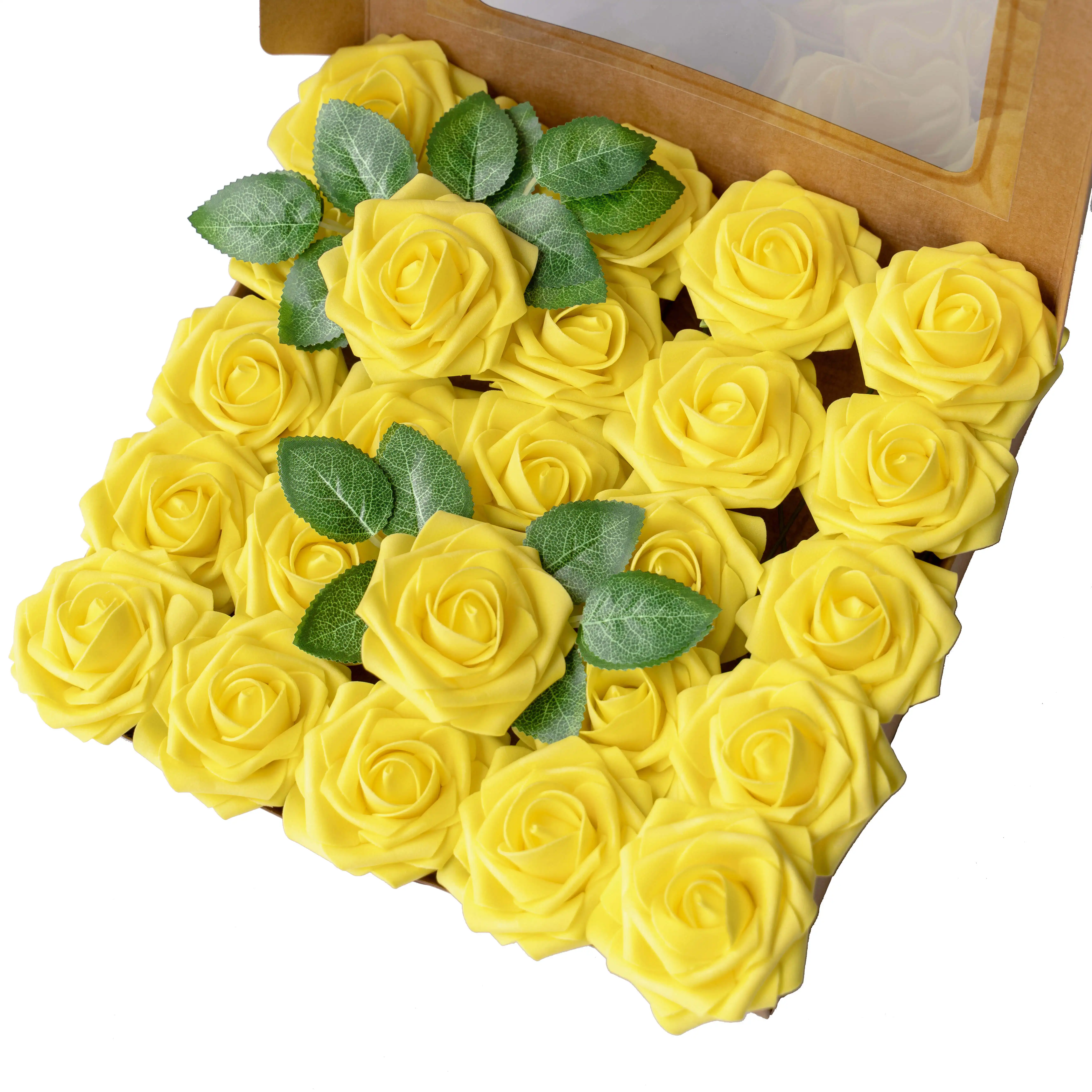 Свадебные принадлежности оптом, украшение, желтая декоративная роза, букет с одним цветком, шелковая гортензия
