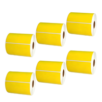 4 x 2 pouces, étiquettes autocollantes imperméables, thermiques directes, perforées, couleur jaune, pour l'étiquetage des petites entreprises, inventaire