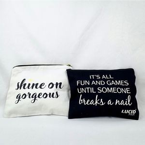 Hot Sale Custom Logo Women Travel Beauty Organic Cotton Fabric <b>Make</b> <b>up</b> Toiletry Makeup Zippered <b>Pouches</b> Canvas Cosmetic Bag - Product Image 3