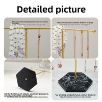 Présentoir à bijoux en forme de T avec base en bois texturé pour colliers, boucles d'oreilles, bracelets, table de maquillage, bijouterie