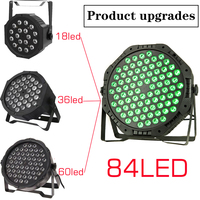 Nouvelle lampe LED PAR 84W 84 LED, éclairage de fête, stroboscope plat, contrôleur DMX512, sonore, couleurs RGB 3-en-1, pour KTV, DJ, discothèque, mariage, Noël