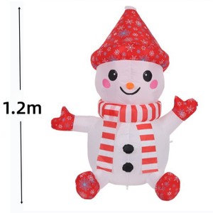 Bonhomme de neige gonflable de Noël mignon assis au sol avec LED intégrées, décoration de fête de Noël extérieure, accessoires de jardin - Product Image 6