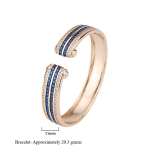 Factory Wholesale Fashion Eco-friendly <b>Copper</b> Gold Plated Micro Pave Multicolor Zircon Open Cuff <b>Bangle</b> Jewelry Women - Product Image 2