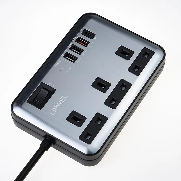 Pabrik Grosir Soket Listrik Ekstensi Surge Protector dengan 3 Strip Ekstensi Daya USB Dalam Kabel 2M