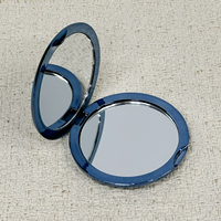 Miroir de maquillage double face en plastique avec impression personnalisée et placage électrolytique, miroir de maquillage pliable de luxe