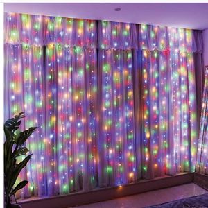 Tirai jendela LED warna-warni, tirai cahaya LED warna-warni dengan kondisioner 8 model untuk taman USB liburan dekorasi Natal - Product Image 3