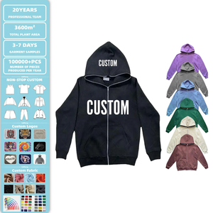 هودي رجالي عالي الجودة بتطريز ثلاثي الأبعاد على كامل الوجه، مصنوع من القطن 100٪، مقاوم للماء، بسحاب، مع طباعة مخصصة لسمكة القرش - Product Image 1