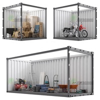 Prêt à Expédier Faible Coût Durable Cadre en Acier Léger Débarras Mobile 10ft 15ft Portable Minuscule Conteneur de Stockage Maison