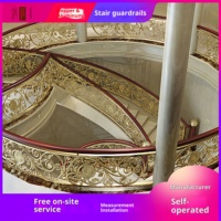 Rampe d'escalier de villa haut de gamme personnalisée, motif floral sculpté, fonction rotative, marque Tong Yu Jia, modèle TYJ1003