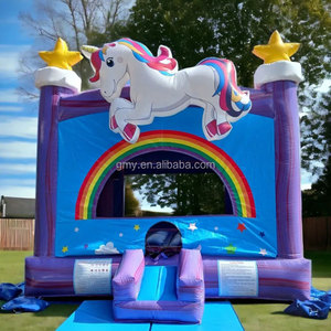 GMY Inflatables, <span class=keywords><strong>aire</strong></span> <span class=keywords><strong>de</strong></span> <span class=keywords><strong>jeux</strong></span> gonflable pour bébé, licorne arc-en-ciel bleu violet, château gonflable pour fête et événement - Product Image 2