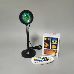 亚马逊热卖免费样品发光二极管日落灯16色RGB应用带遥控飞碟彩虹夜灯发光二极管日落灯