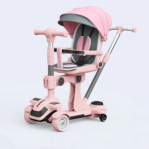 6-in-1 yaş için katlanabilir gölgelik gölge çocuk Scooter 1-<span class=keywords><strong>12</strong></span> itme sepeti döner tekerlek çocuklar tekme itme Scooter ile güvenlik çiti - Product Image 3