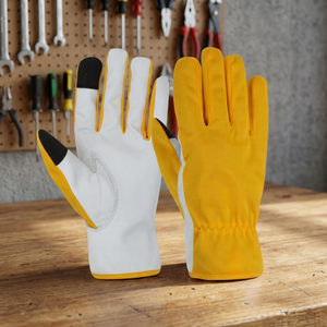 Gants de travail en cuir robustes, pointes des doigts antidérapantes, poignet élastique, usage général, sécurité, épaisseur 11 oz, niveau d'impact 2 - Product Image 5