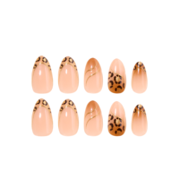 Faux ongles à presser imprimé léopard 3D, en acrylique, forme amande, vente en gros, dropshipping, MOQ 1