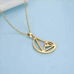 Collana in Acciaio Sterling 925 con Pendente Geometria Sacra e Numero di Fibonacci, Gioiello Scientifico di Biologia e Psicologia per Donne - Product Image 3