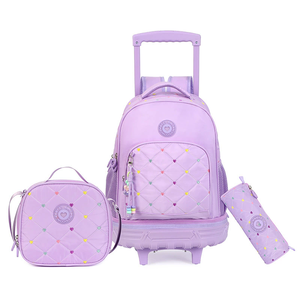 Juego de Mochila Escolar de Tres Piezas: Mochila, Lonchera, Estuche para Lápices, Bolsa de Viaje Impermeable de Doble Asa, Mochila con Ruedas - Product Image 1