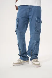 2022 Oem 사용자 정의 로고 데님 바지 고품질 Streetwear 조깅 바지 남성 청바지 플레어 스웨트 팬츠