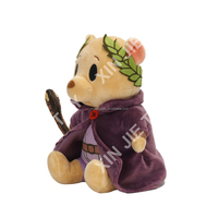 Jouet en peluche souris personnalisé fabriqué en usine, souris en peluche en position assise, jouet en peluche souris en robe de sorcier violette