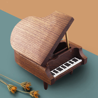 Boîte à musique vintage pour piano à queue Boîte huit tons en noyer Château dans le ciel Cadeau d'anniversaire créatif