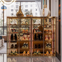 Luxuriöses Glas-Wohnzimmermöbel Schuhregal Eingangsbereich Vitrine Schuhschrank mit LED-Beleuchtung