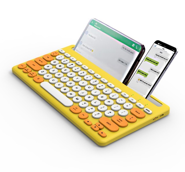 Ultra Slim Wireless Keyboard 78-Key Dual Mode Bluetooth Keyboard Rechargeable Portable Computer Keyboard with Phone Tablet Stand
