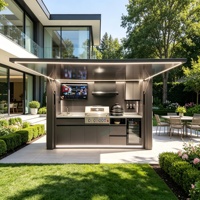OEM ODM disponible, îlot de cuisine extérieur modulaire en acier inoxydable 304, évier, hotte de cuisine, refroidisseur à vin, antirouille