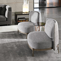 Odern-sofá individual sin brazos de lujo, mueble de tela de hotel con patas de acero inoxidable
