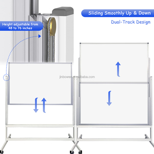KBW papan putih besar geser Atas & bawah papan tulis tinggi dapat diatur bergerak hapus kering papan tulis dengan berdiri di roda kelas kantor - Product Image 2