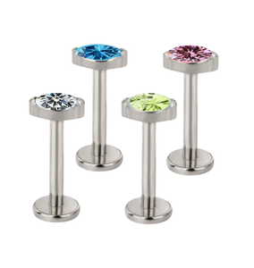 Piercing de Oreja de Aleación de Titanio F136 con Zirconia de Color 5A, Incrustaciones de Uñas y Huesos, Rosca Interna, Estilo Punk, Hip Hop, Urbano - Product Image 1