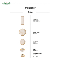 LOMATO LM-CCCP Offre Spéciale – Services de Table Nordiques à Bord Doré – Assiettes Blanches en Porcelaine Émaillée Écologiques et Durables – Anti-fuite