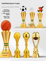 Trophées de compétition sportive personnalisés pour l'athlétisme, le tennis de table, le golf - Coupes en résine plaquées or avec motifs peints, origine Chine