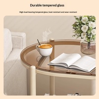 Table d'appoint roulante avec plateau en verre et cadre métallique, 2 niveaux, panier perforé pour salon, chambre et usage domestique