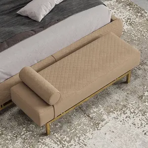 Bedroom bed sleeper gold metal legs bench luxury ottoman stool