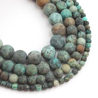 Perles en pierre naturelle, boules Turquoises, africaines, pour fabrication de bijoux, 15 pouces, mates, rondes, en vrac, tendance, nouvelle collection 2020