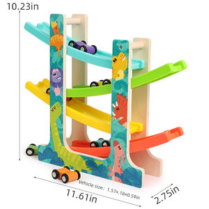 Nuevas llegadas educación temprana Montessori animales de madera pista coche rompecabezas pendiente coche de carreras juego de juguete para niños niñas - Product Image 3