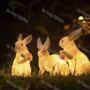 Outdoor Fiberglass Rabbit Motif <b>Lighting</b> with IP65 LED Figure for Weather Resistant Displays - Product Image 2