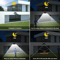 Lampu Sensor Gerak Tenaga Surya Tahan Air IP65 untuk Luar Ruangan, Lampu Sorot Taman LED COB Sudut Lebar 270 Derajat, 3 Mode Sensor Cahaya Rendah