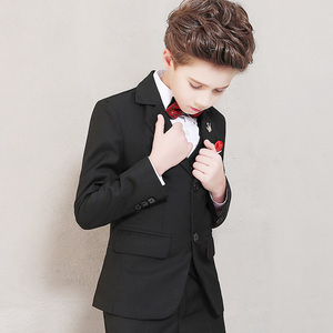 Ensemble de costume de performance de piano <span class=keywords><strong>noir</strong></span> pour garçon pour enfants Costume de performance d'hôte de fille de fleur avec des blazers élégants - Product Image 2